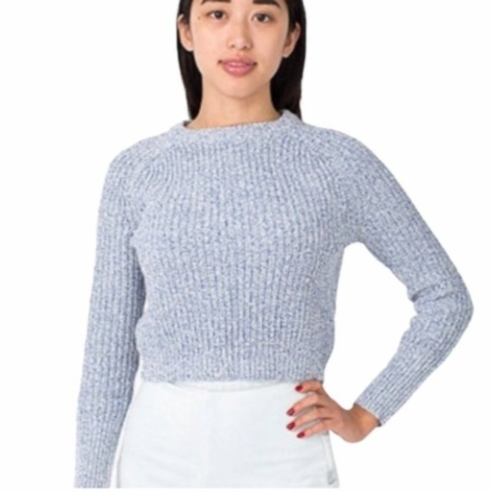 American Apparel blue knit fisherman's crop sweater